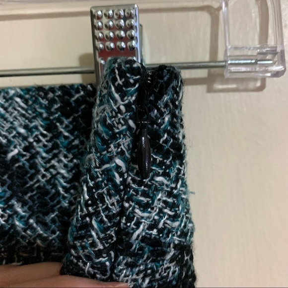 Loft Outlet Wool Midi Green Blue Plaid Pencil Skirt. Size 00P Petite. - Picture 3 of 11
